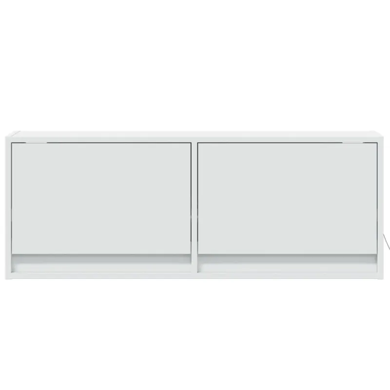Sieninė TV spintelė su LED lemputėmis, balta, 100x31x35cm
