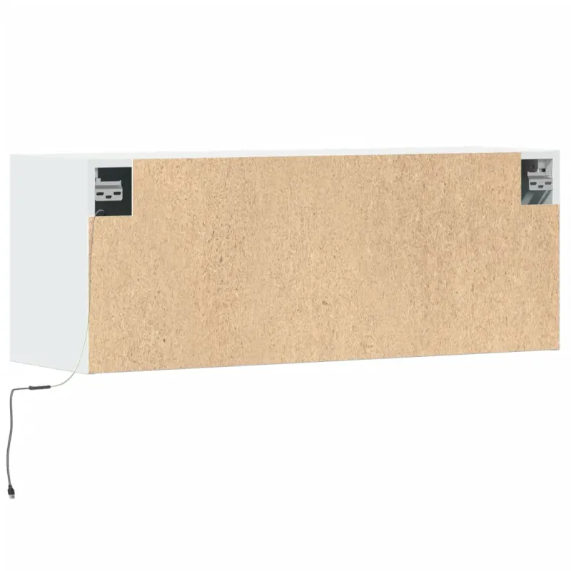 Sieninė TV spintelė su LED lemputėmis, balta, 100x31x35cm