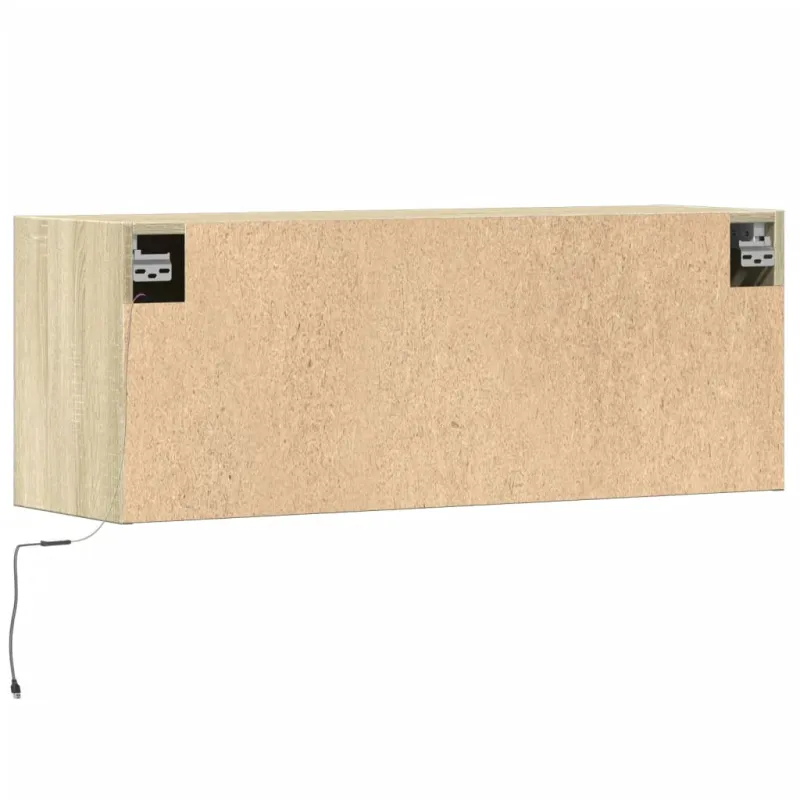 Sieninė TV spintelė su LED lemputėmis, ąžuolo, 100x31x35cm