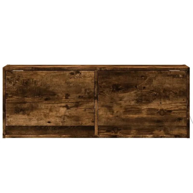 Sieninė TV spintelė su LED lemputėmis, dūminė, 100x31x35cm