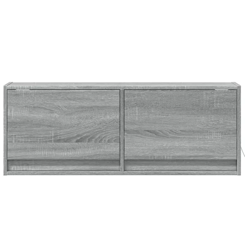 Sieninė TV spintelė su LED lemputėmis, pilka, 100x31x35cm