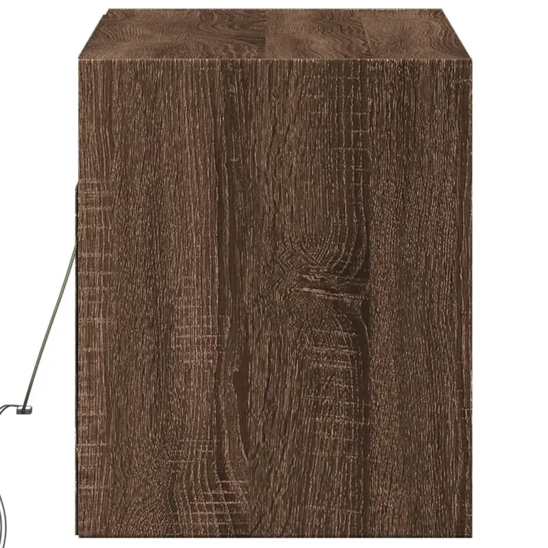 Sieninė TV spintelė su LED lemputėmis, ruda ąžuolo, 100x31x35cm