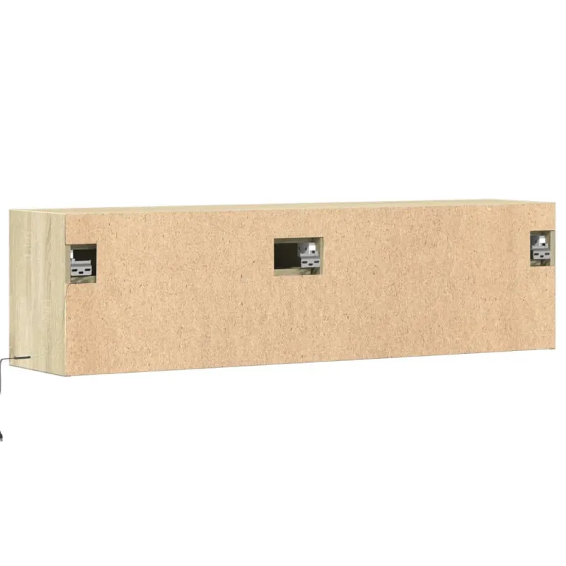 Sieninė TV spintelė su LED lemputėmis, ąžuolo, 140x31x38cm