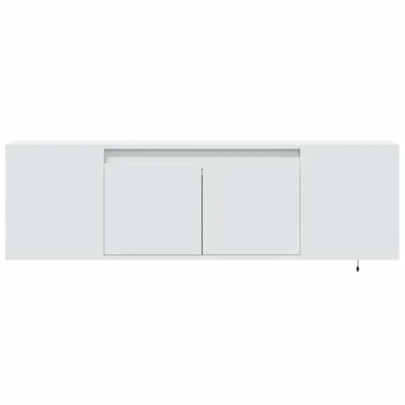 Sieninė TV spintelė su LED lemputėmis, balta, 135x31x39,5cm