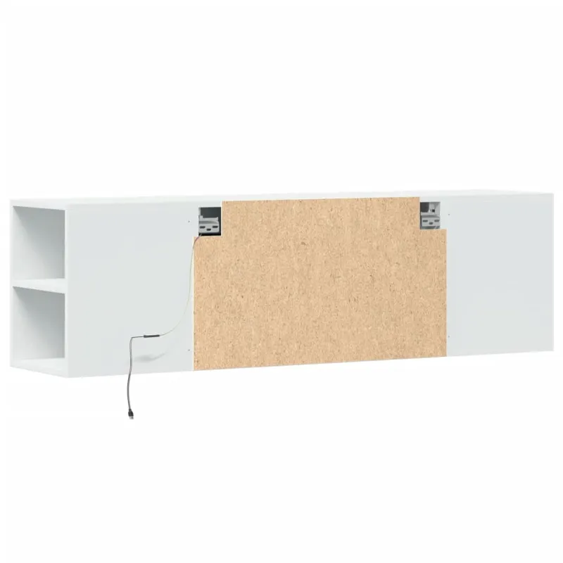 Sieninė TV spintelė su LED lemputėmis, balta, 135x31x39,5cm