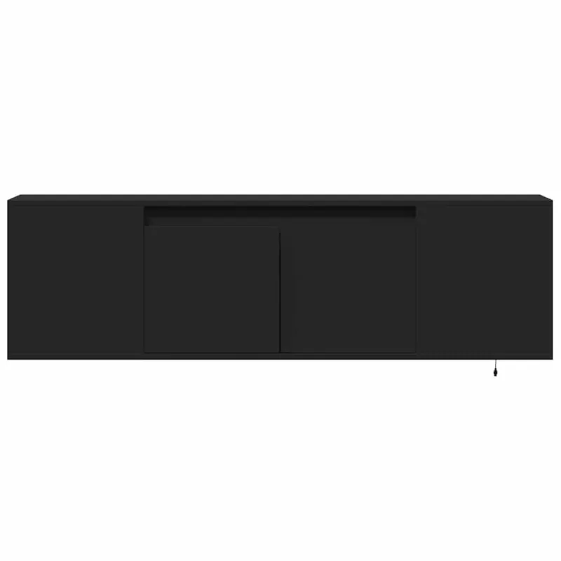 Sieninė TV spintelė su LED lemputėmis, juoda, 135x31x39,5cm