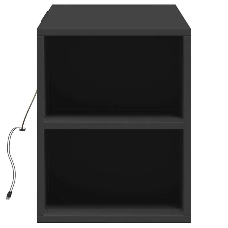 Sieninė TV spintelė su LED lemputėmis, juoda, 135x31x39,5cm