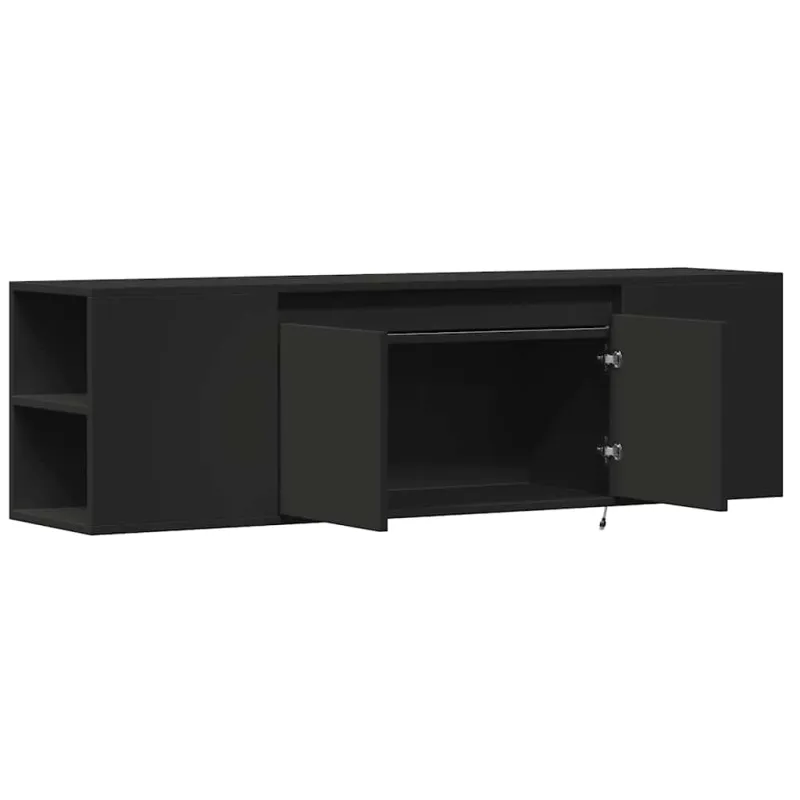 Sieninė TV spintelė su LED lemputėmis, juoda, 135x31x39,5cm