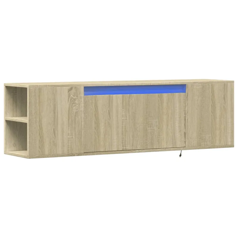 Sieninė TV spintelė su LED lemputėmis, ąžuolo, 135x31x39,5cm