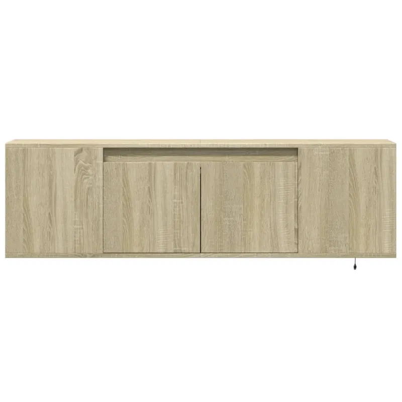 Sieninė TV spintelė su LED lemputėmis, ąžuolo, 135x31x39,5cm