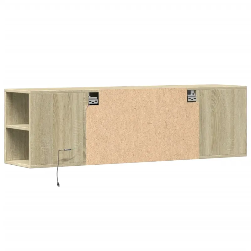 Sieninė TV spintelė su LED lemputėmis, ąžuolo, 135x31x39,5cm