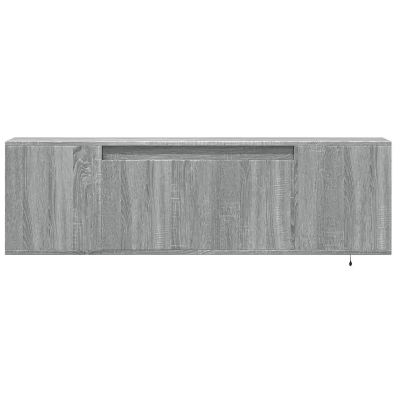 Sieninė TV spintelė su LED lemputėmis, pilka, 135x31x39,5cm