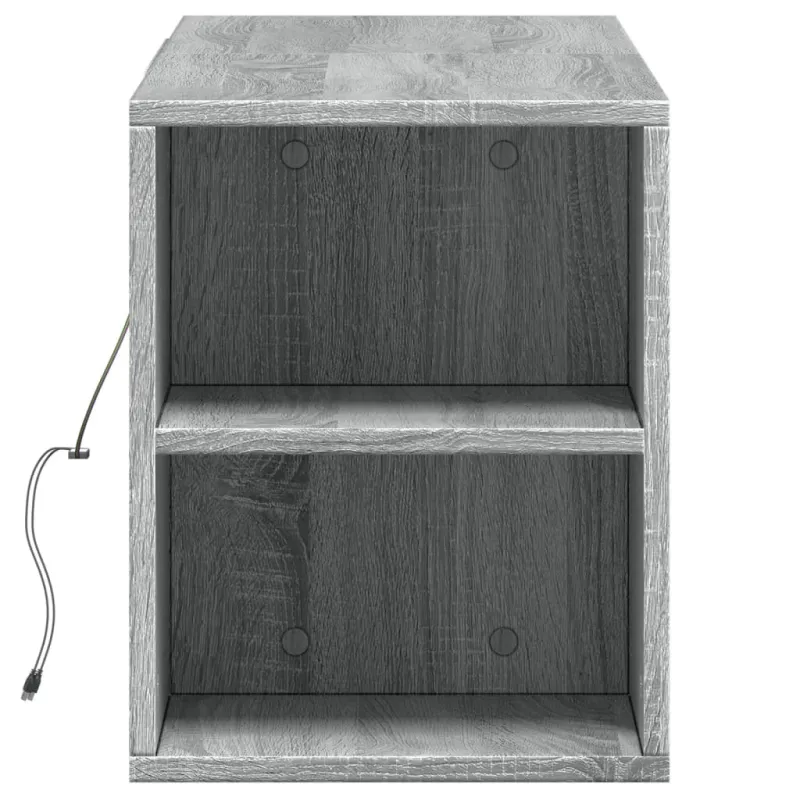 Sieninė TV spintelė su LED lemputėmis, pilka, 135x31x39,5cm