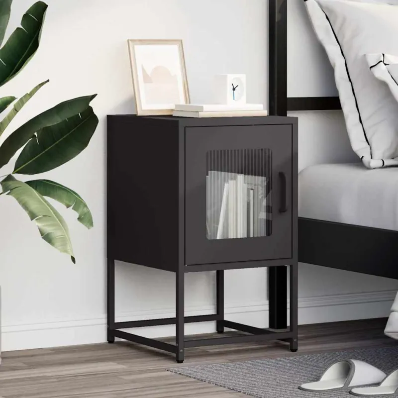 naktinė spintelė juoda 36x39x60,5 cm šaltai valcuotas plienas