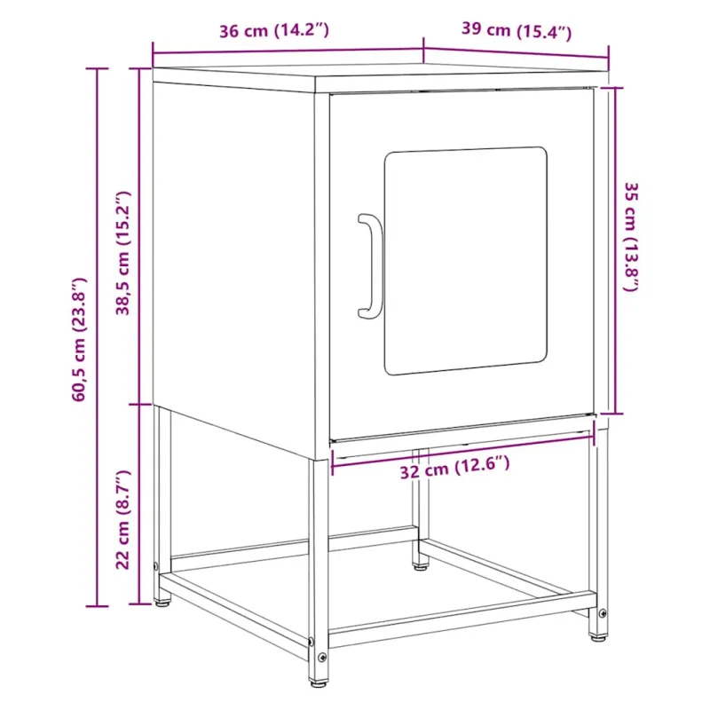 naktinė spintelė juoda 36x39x60,5 cm šaltai valcuotas plienas