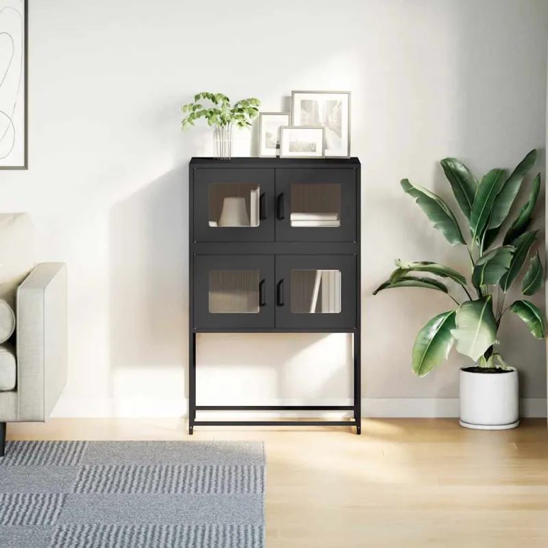 Highboard Black 68x39x107 cm Plienas
