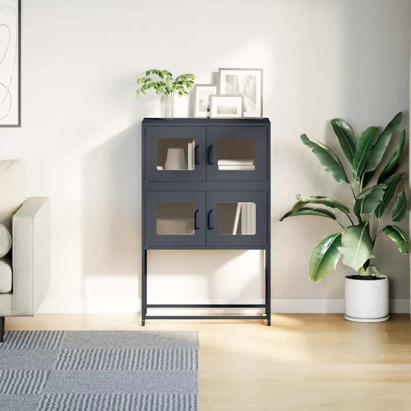 Highboard Antracitas 68x39x107 cm Plienas