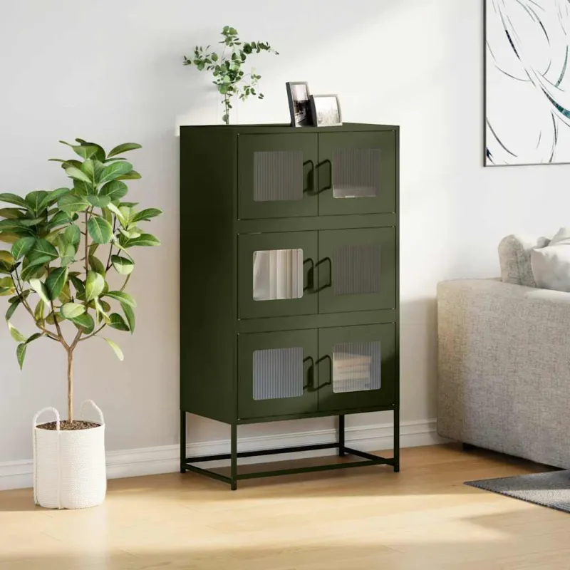 Highboard Olive Green 68x39x123 cm Plienas
