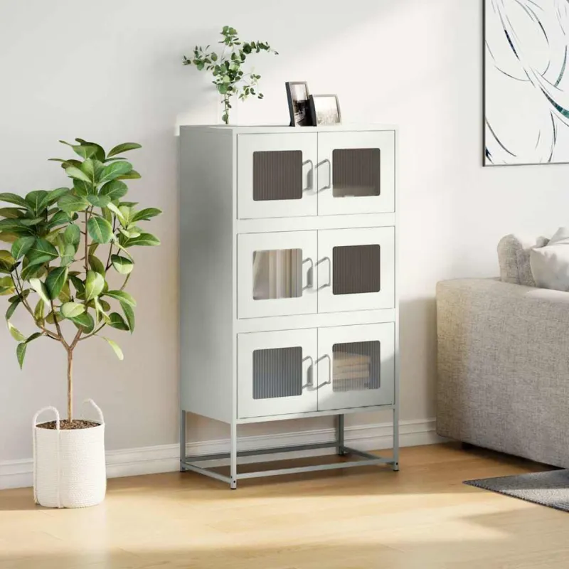 Highboard White 68x39x123 cm Plienas