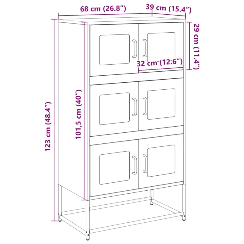 Highboard White 68x39x123 cm Plienas
