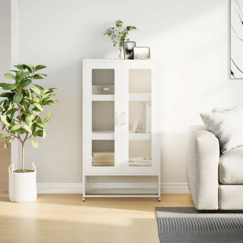 Highboard White 68x39x123 cm Plienas
