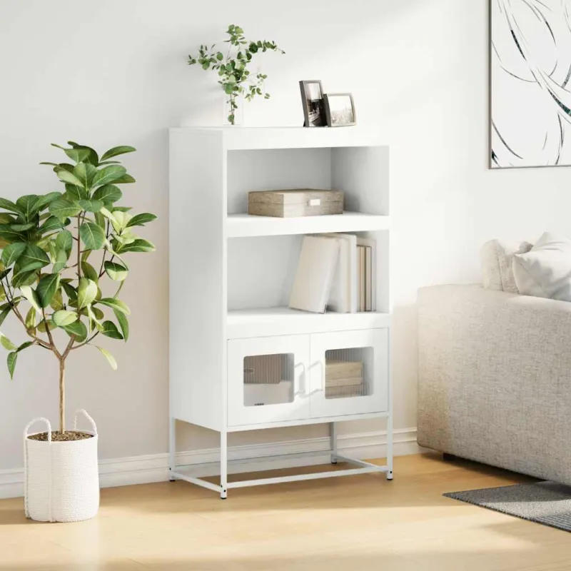 Highboard White 68x39x123 cm Plienas