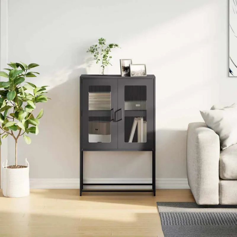 Highboard Black 68x39x107 cm Plienas