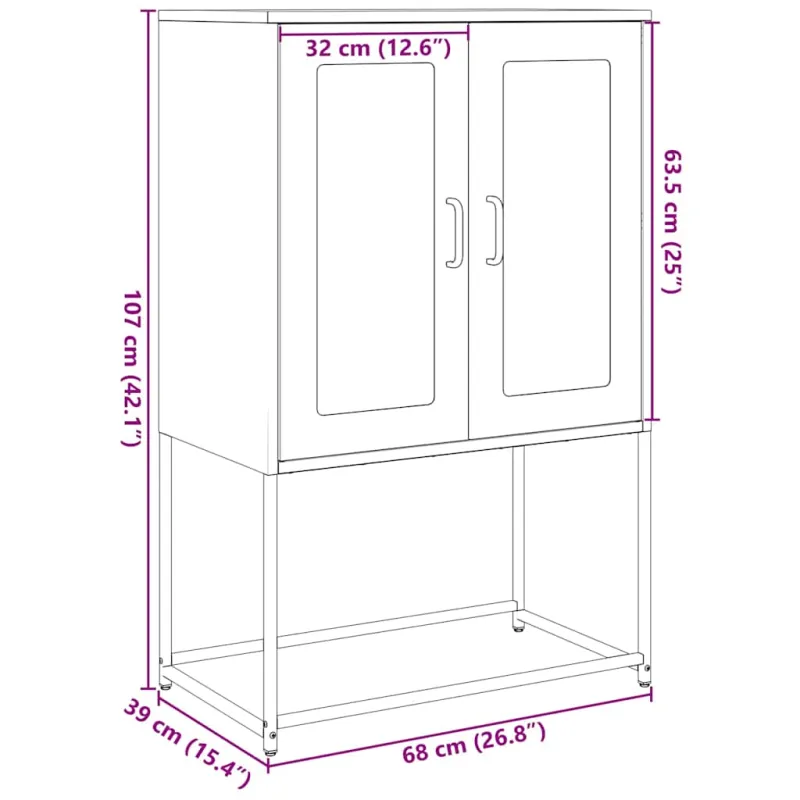 Highboard Black 68x39x107 cm Plienas