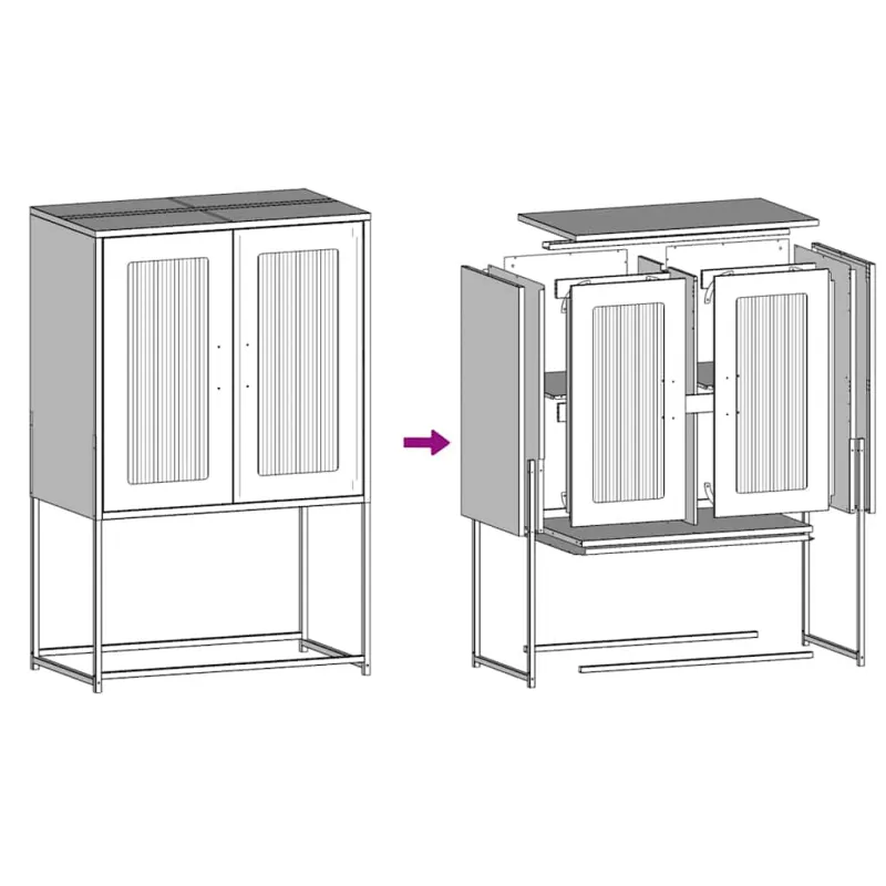 Highboard Antracitas 68x39x107 cm Plienas