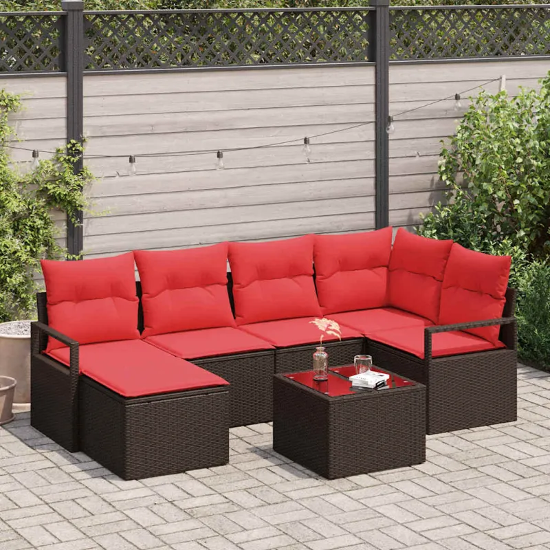 Sofosetti 7 osaa Ruskea polyrattana