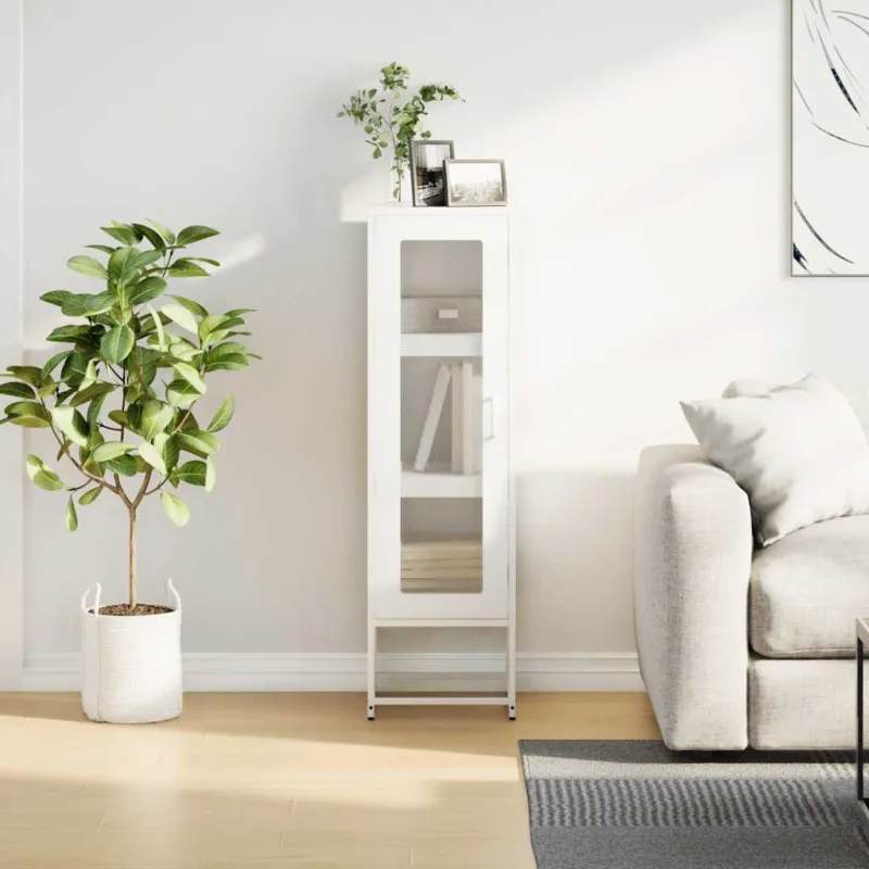 Highboard White 36x39x123 cm Šaltai valcuotas plienas