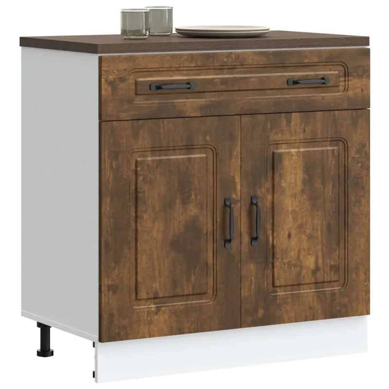 Kitchen Base Cabinet "Kalmar" Smoked Oak Engineered Wood