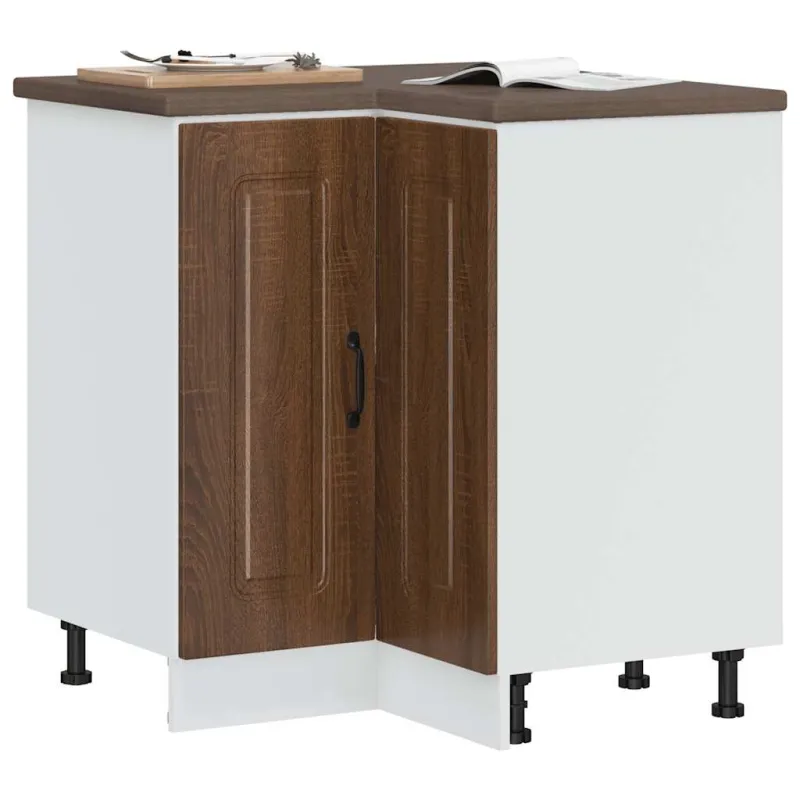 Virtuvės kampinė spintelė, Kalmar, ruda ąžuolo, mediena