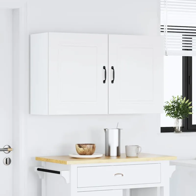 Sieninės virtuvės spintelės 2vnt "Kalmar" White Engineered Wood