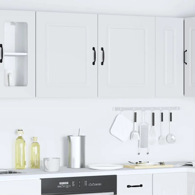 Sieninės virtuvės spintelės 2vnt "Kalmar" White Engineered Wood