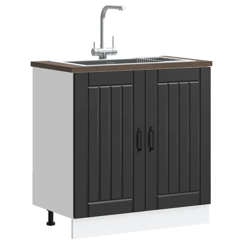 kriauklės pagrindo spintelė "Lucca" Black Engineered Wood