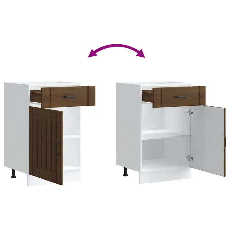 Virtuvės spintelė, Lucca, ruda ąžuolo, apdirbta mediena