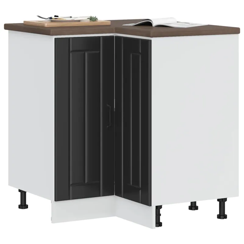 virtuvės kampinė spintelė "Lucca" Black Engineered Wood