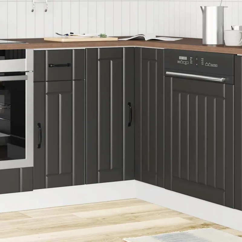 virtuvės kampinė spintelė "Lucca" Black Engineered Wood