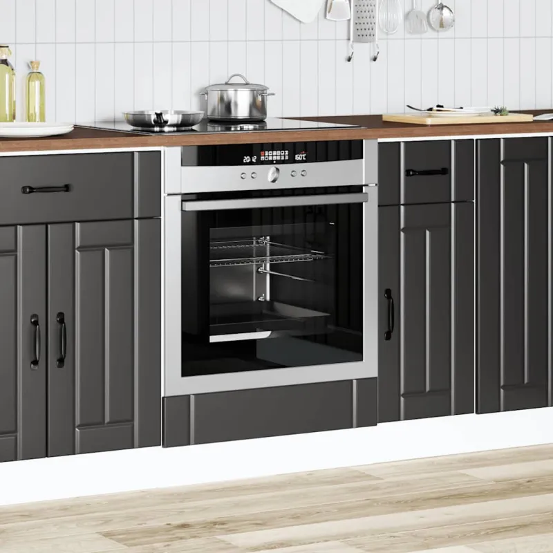 Orkaitės spintelė "Lucca" Black Engineered Wood