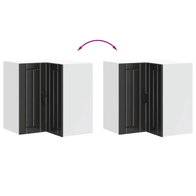 virtuvės sieninė kampinė spintelė "Lucca" Black Engineered Wood