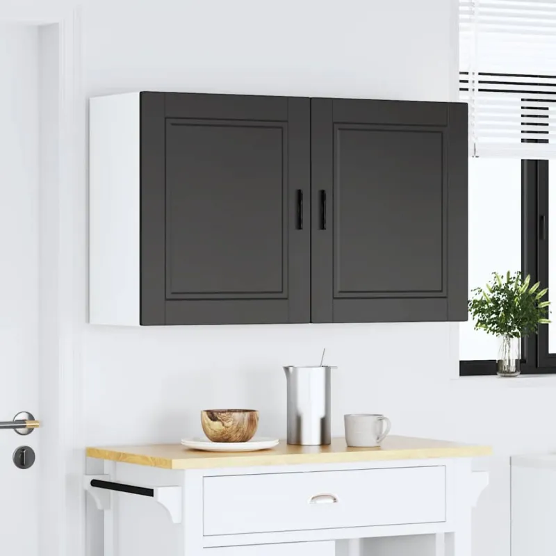 virtuvės sieninės spintelės 2 vnt "Porto" Black Engineered Wood
