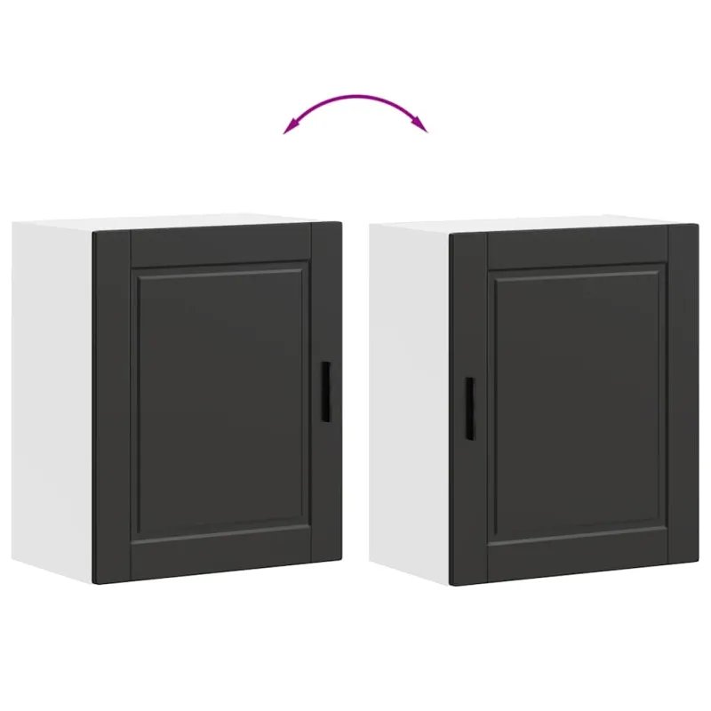 virtuvės sieninės spintelės 2 vnt "Porto" Black Engineered Wood