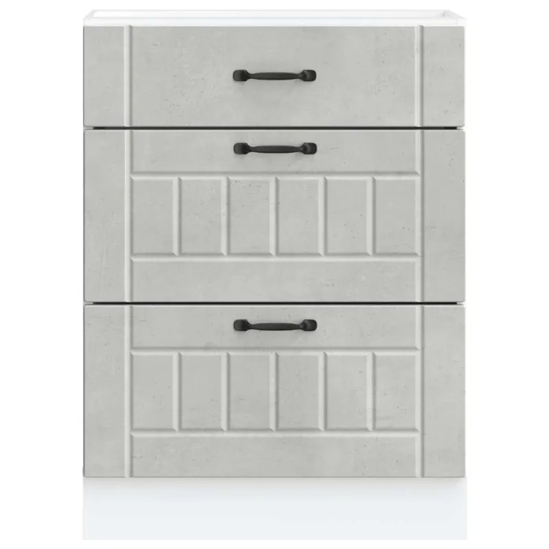 Virtuvės spintelė, Lucca, betono pilka, apdirbta mediena
