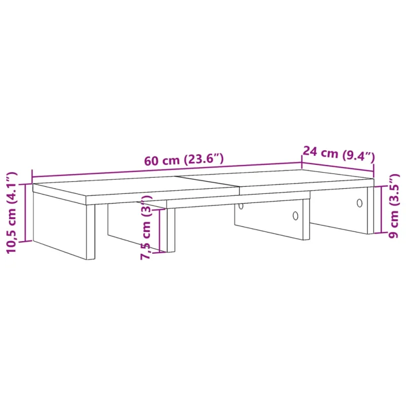 Monitoriaus stovas, juodas, 60x24x10,5cm, apdirbta mediena