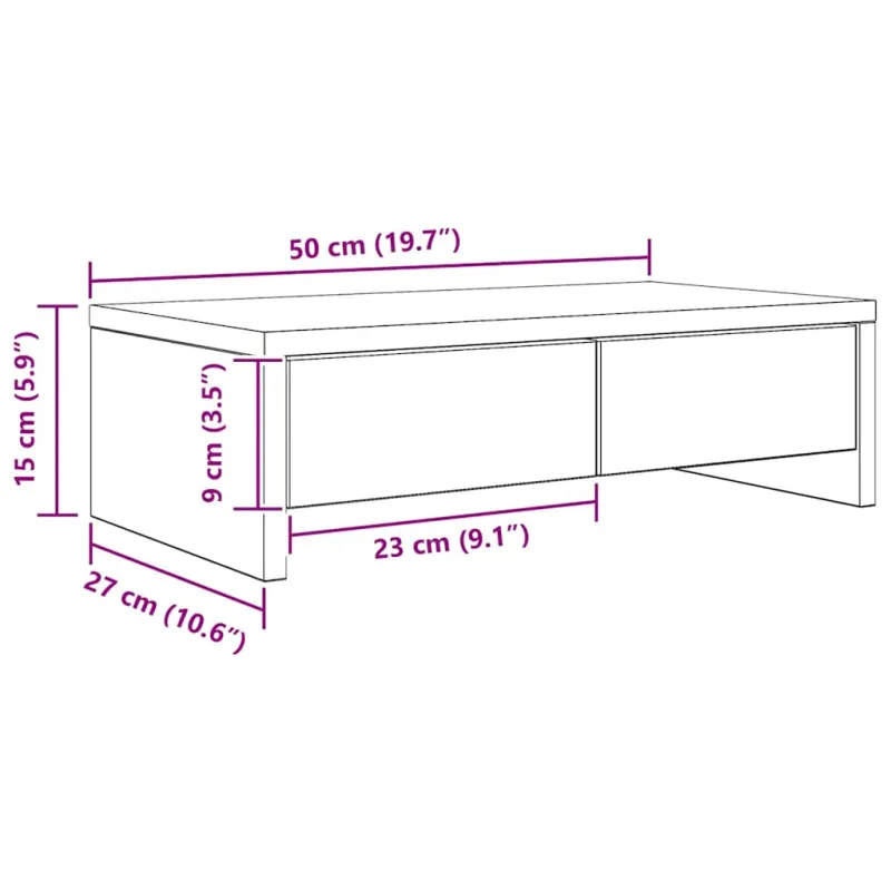 Monitoriaus stovas su stalčiais, artisano, 50x27x15cm, mediena