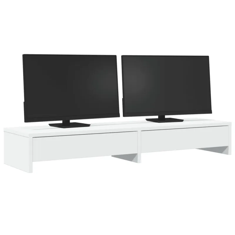 Monitoriaus stovas su stalčiais, baltas, 100x27x15 cm, inžinerinė mediena