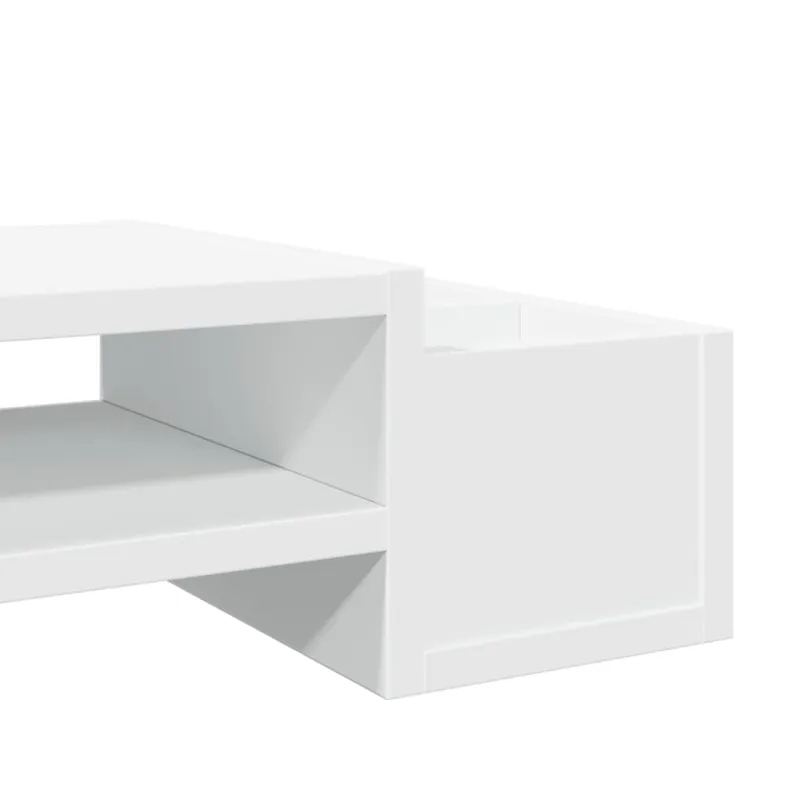 Monitoriaus stovas su lentyna, baltas, 70x27x15cm, mediena