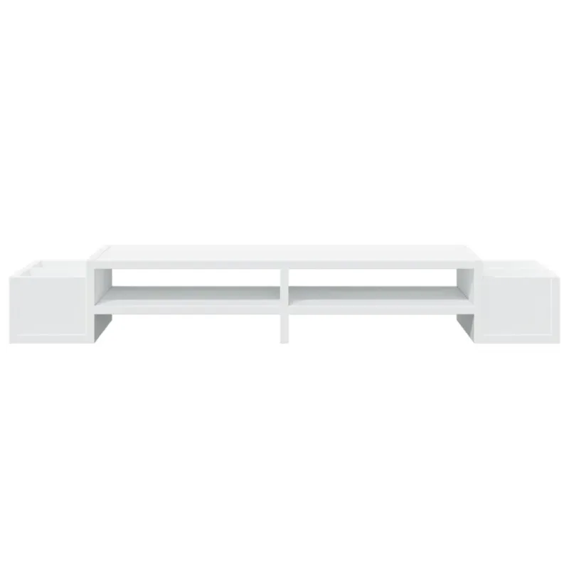 Monitoriaus stovas su vieta daiktams, baltas, 100x27x15cm