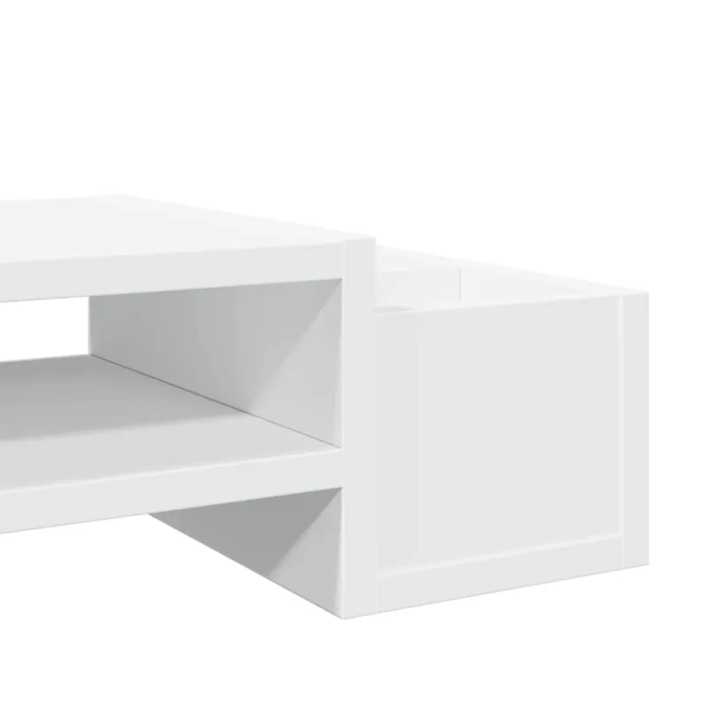 Monitoriaus stovas su vieta daiktams, baltas, 100x27x15cm
